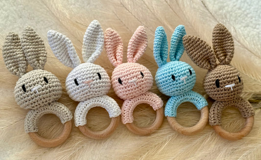 Crochet Bunny Rattle | Bubblegum Pink