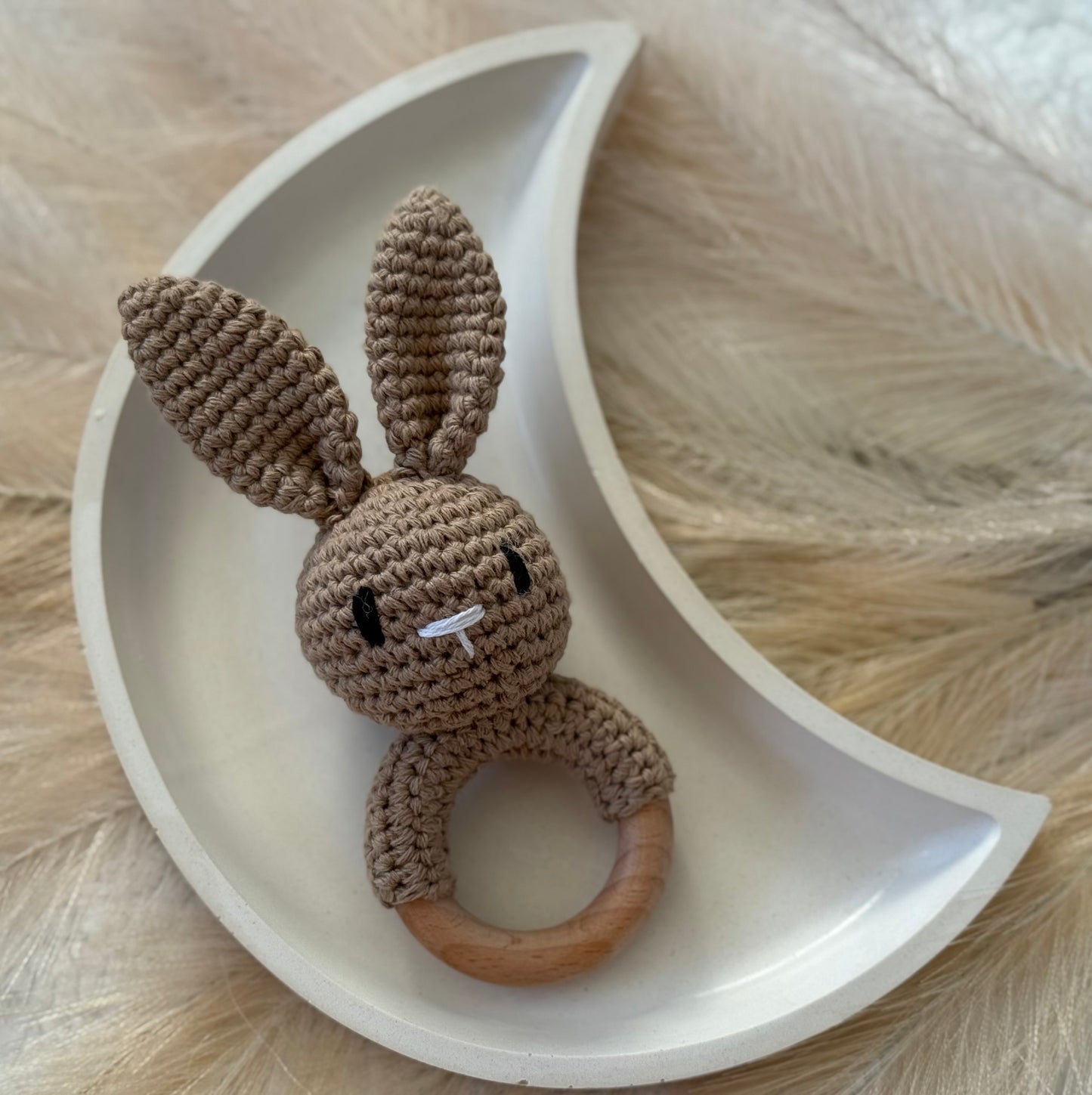 Crochet Bunny Rattle | Chocolate