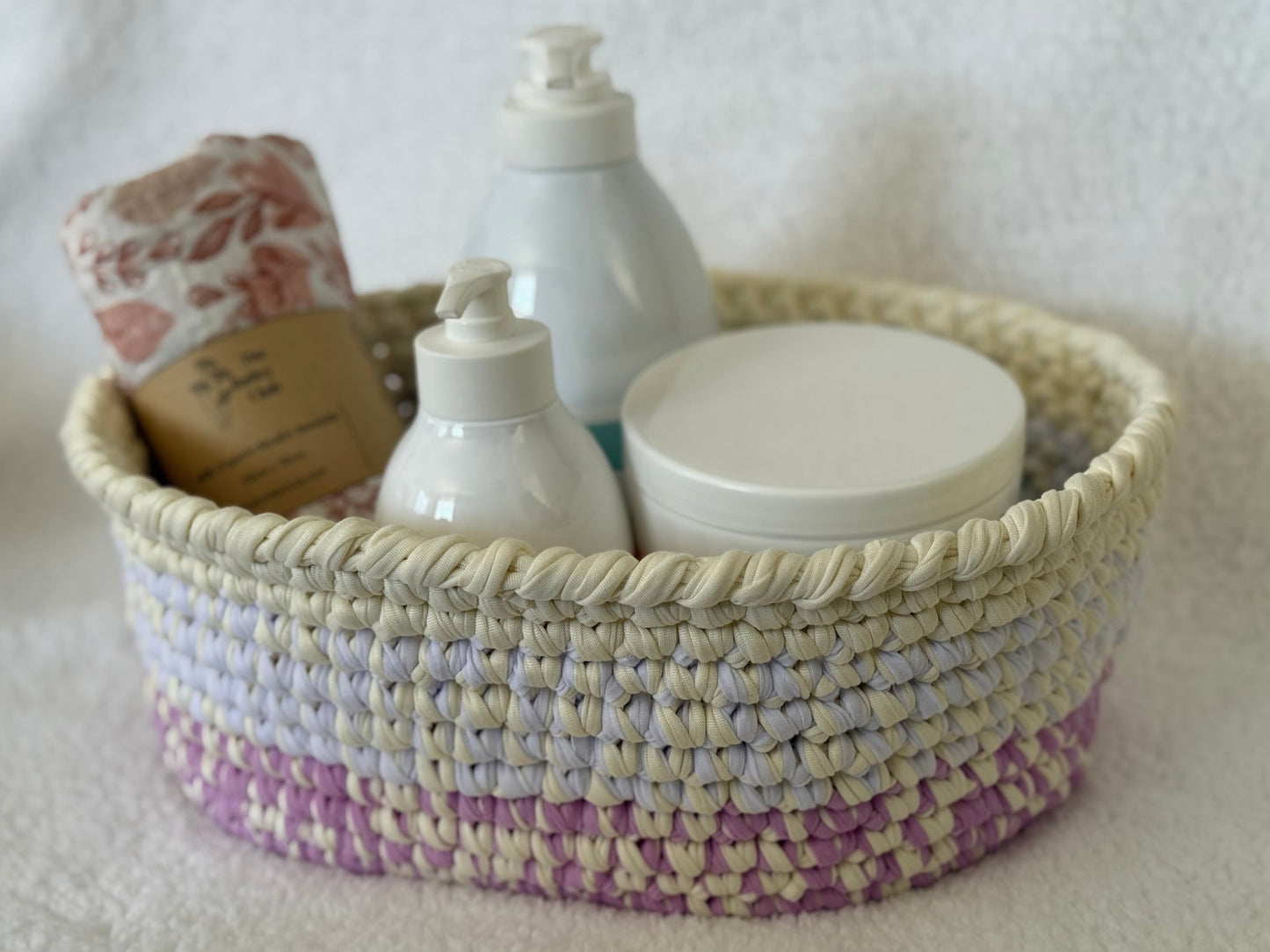 Handmade Crochet Basket | Lavender Blush