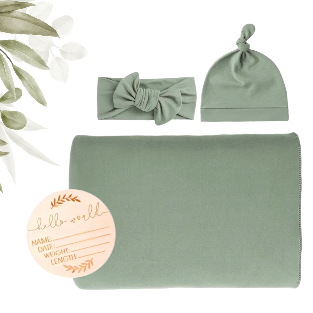 Newborn Announcement Gift Set | Sage