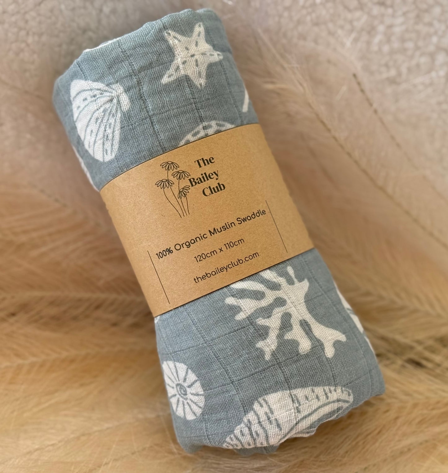 100% Cotton Muslin Swaddle | Ocean Blue