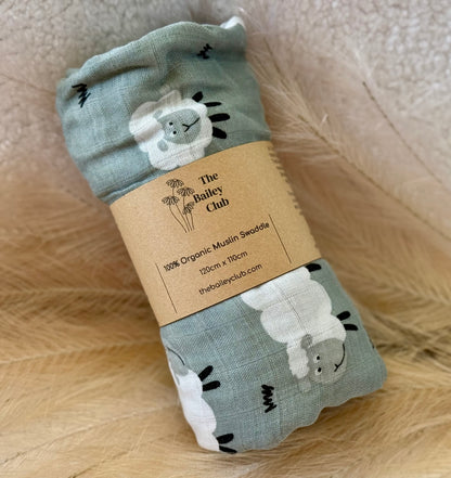 100% Cotton Muslin Swaddle | Sheep