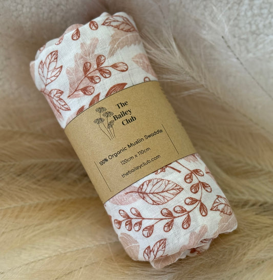 100% Cotton Muslin Swaddle | Flora