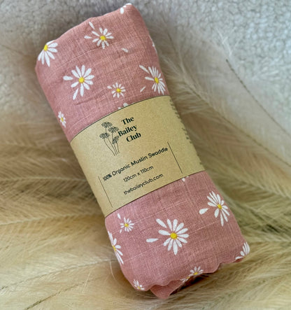 100% Cotton Muslin Swaddle | Daisy