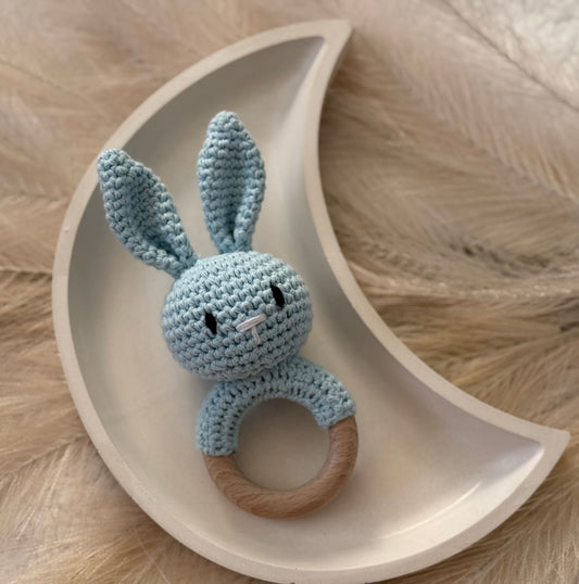 Crochet Bunny Rattle | Sky Blue