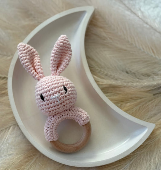 Crochet Bunny Rattle | Bubblegum Pink