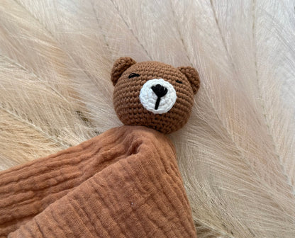 Crochet Bear Baby Comforter | Chocolate