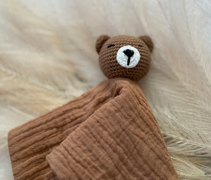 Crochet Bear Baby Comforter | Chocolate