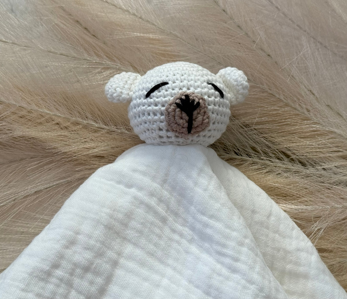 Crochet Bear Baby Comforter | White