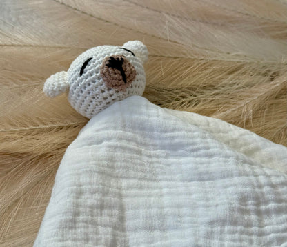 Crochet Bear Baby Comforter | White