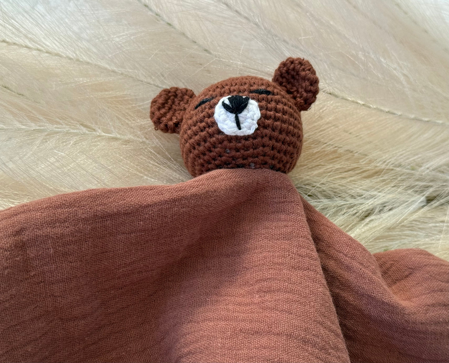 Crochet Bear Baby Comforter | Coffee