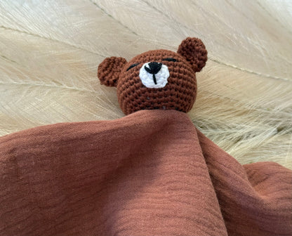 Crochet Bear Baby Comforter | Coffee