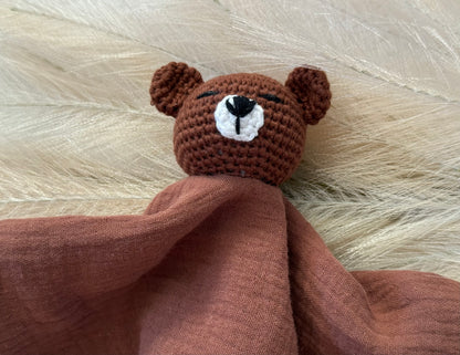 Crochet Bear Baby Comforter | Coffee