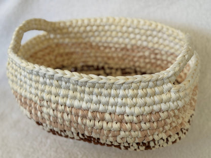 Handmade Crochet Basket | Chocolate & Cream