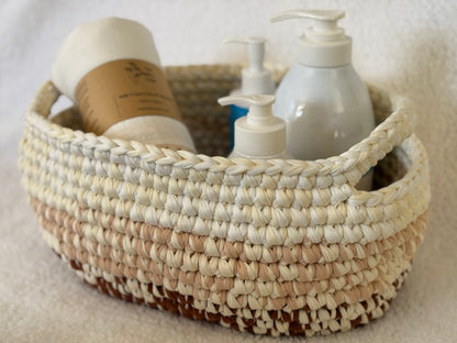 Handmade Crochet Basket | Chocolate & Cream