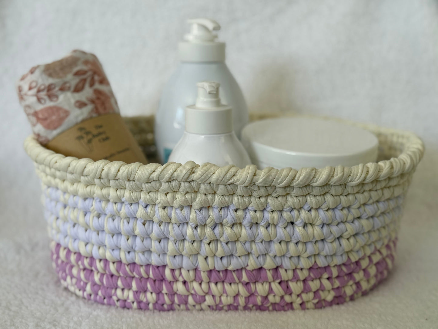 Handmade Crochet Basket | Lavender Blush