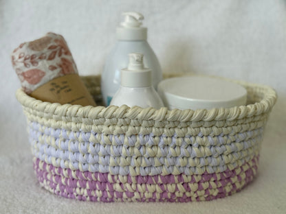 Handmade Crochet Basket | Lavender Blush