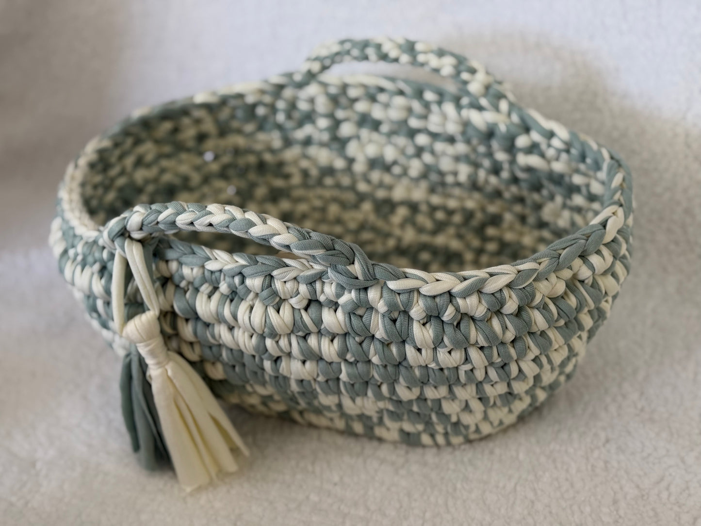 Handmade Crochet Basket | Sage Cloud