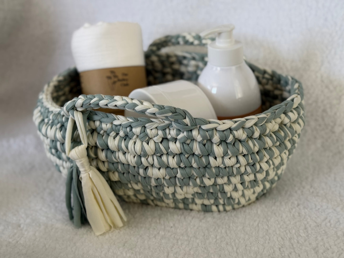 Handmade Crochet Basket | Sage Cloud