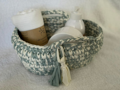 Handmade Crochet Basket | Sage Cloud